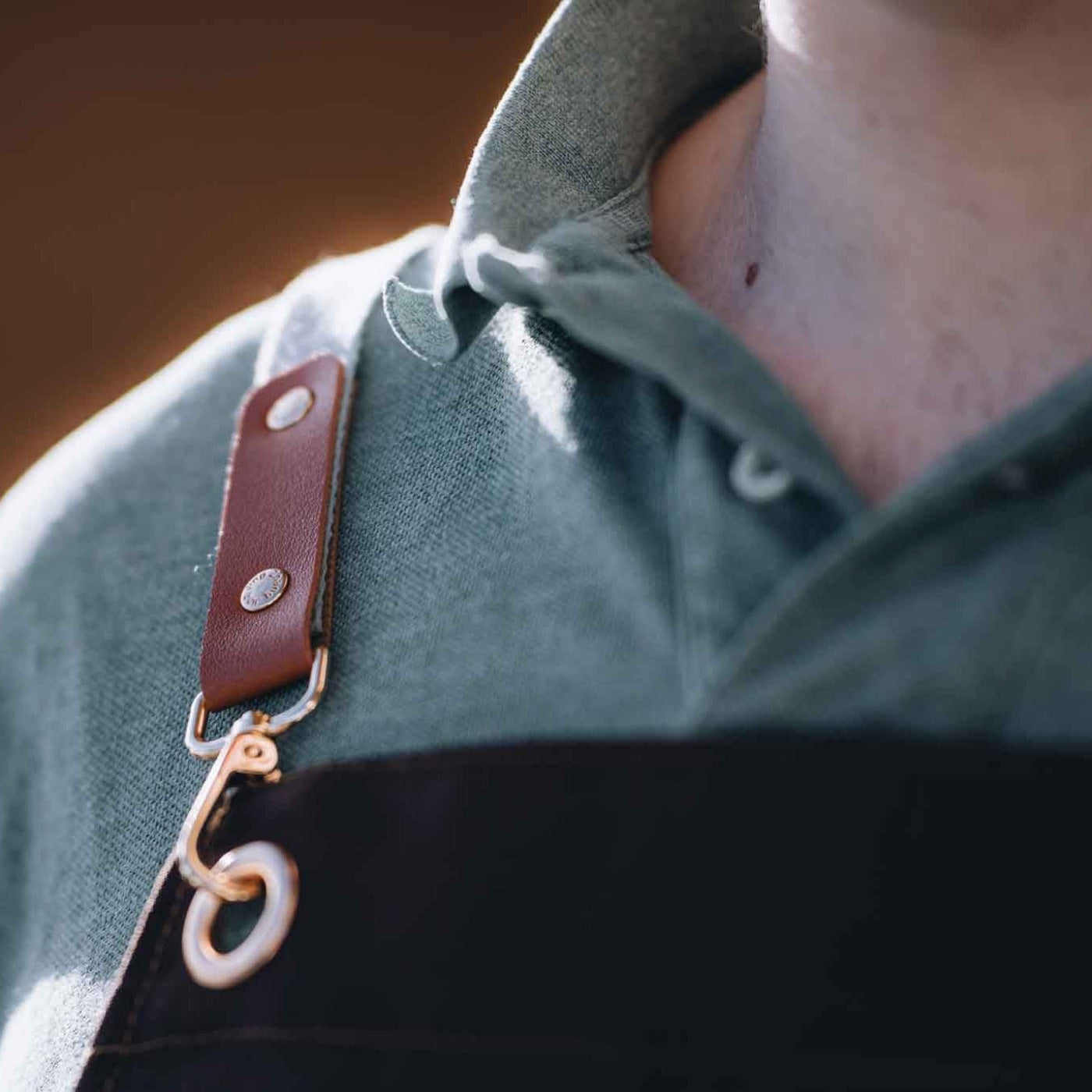 Grill Apron leather strap hook detail