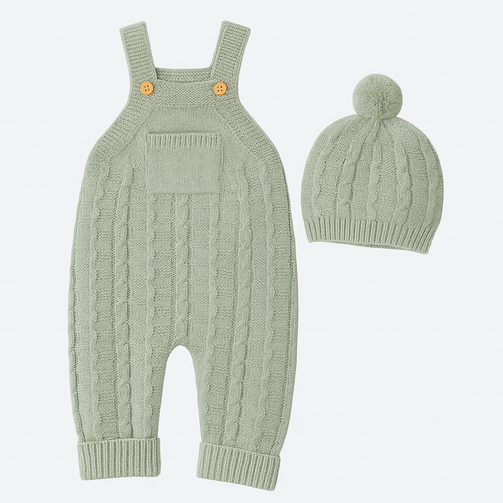 Nilo Mjukt Stickat Hängselbyxeset